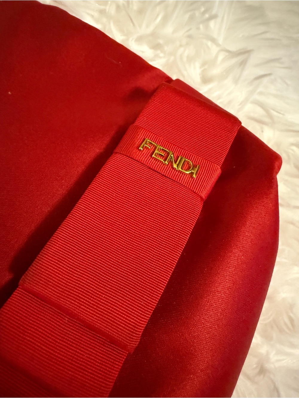 Fendi Vintage Red Satin Wristlet Clutch Evening Bag Y2k with COA - Picture 2 of 16
